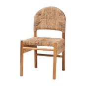 bali & pari Cavo Handwoven Seagrass Dining Chair - Natural Fiber Wicker Side Chair with Mahogany Wood Frame, for Dining Room, Kitchen, or Accent Seating